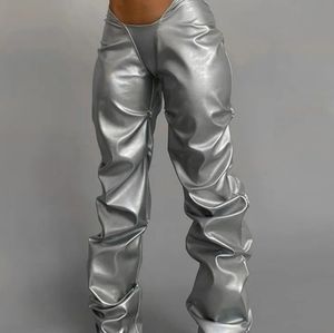 Silver pleather Instagram pants small new